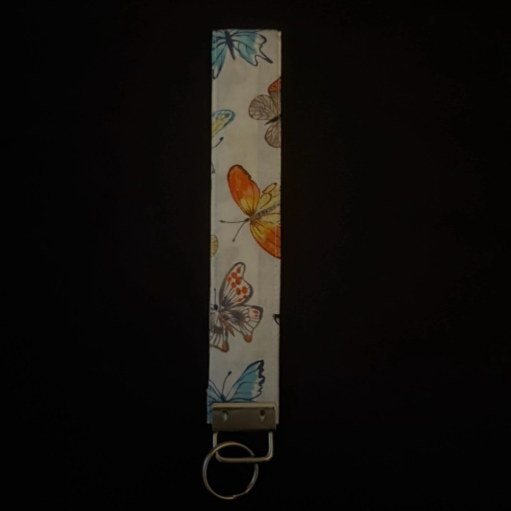 Butterfly print wristlet keychain